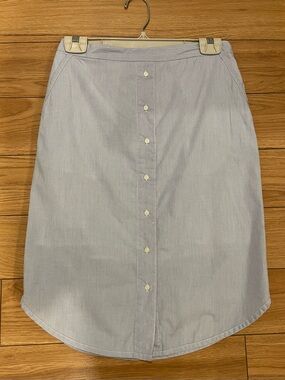 Part two Light Blue Button-Front Women's Midi Skirt size 6 stripes